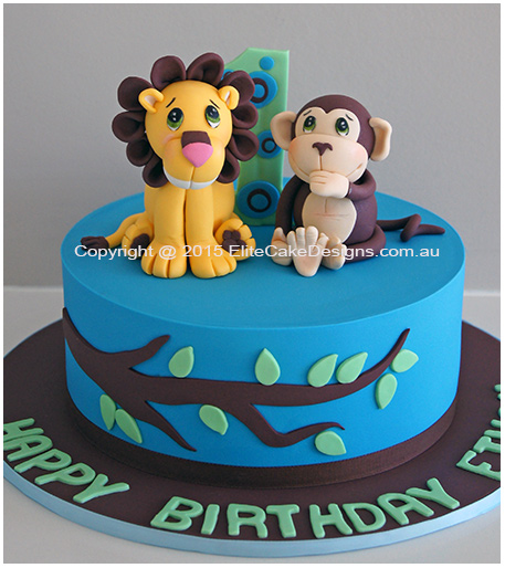 Monkeys birthday cake for twins in Sydney